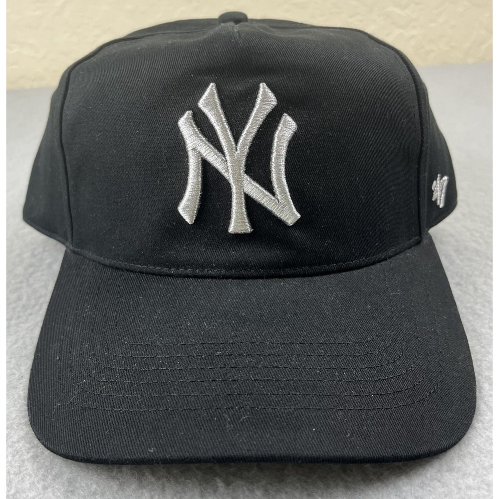 New York Yankees Hat Cap 47 Brand Snap Back Mens Black Silver MLB Baseball NEW - Picture 2 of 8